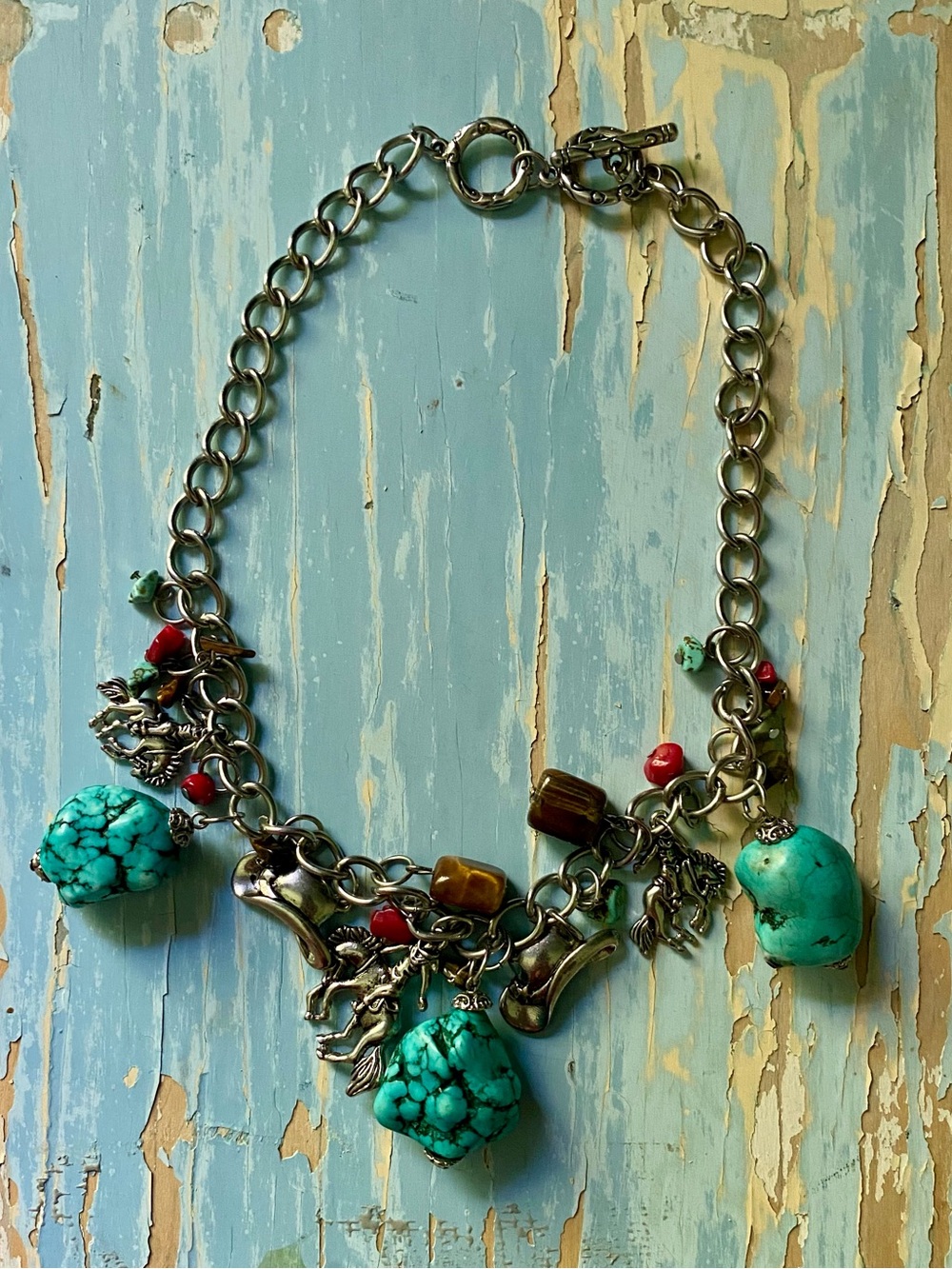 Turquoise Stone Charm Necklace - Women Jewelry
